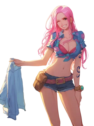 Bonney with a denim cloak - bonney drying her shirt one piece