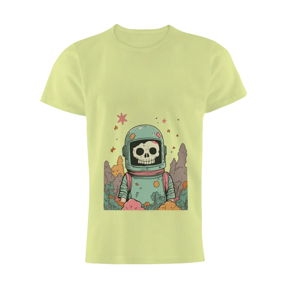 Custom T-Shirt Printing: Whimsical Skeleton Astronaut Adventure|space fruity records shirt