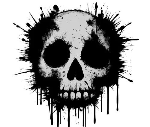 Tee Shirts Printed: Grunge Skull Art