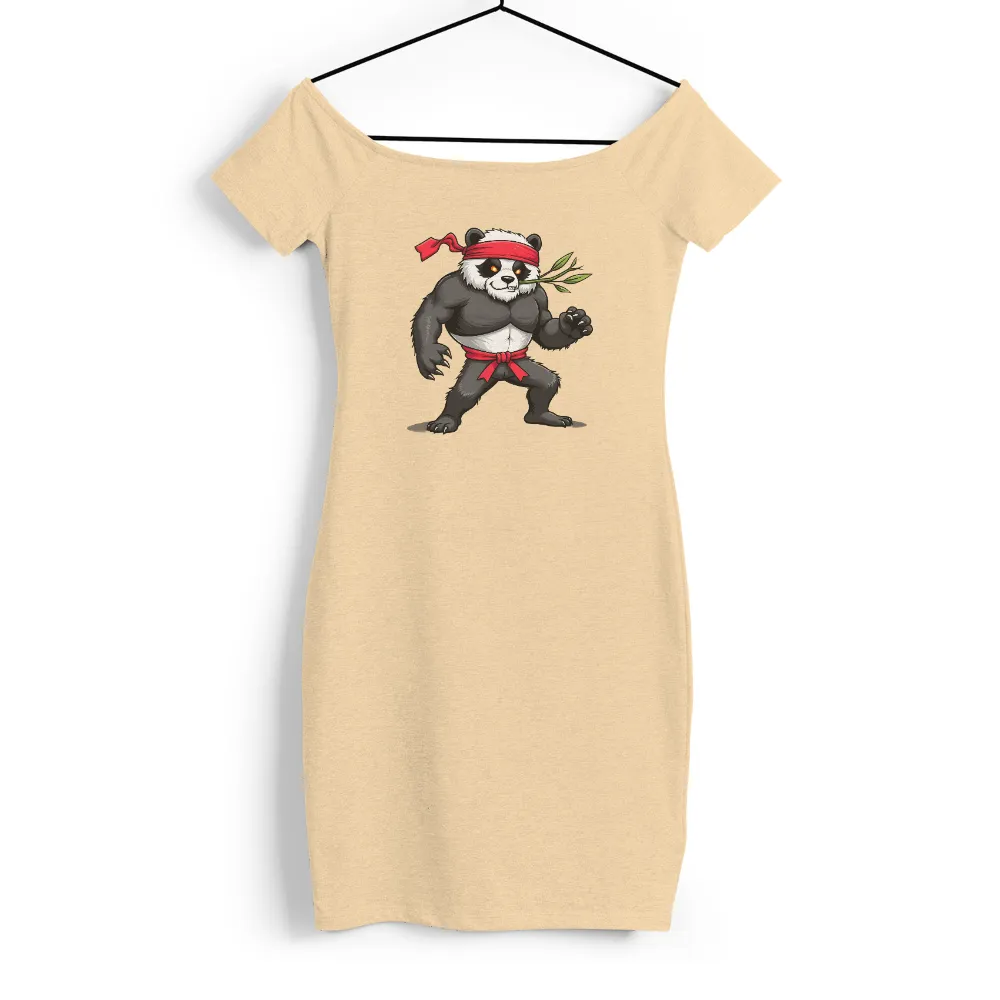 Custom Tee Shirts: Kung Fu Panda Warrior | Funny Martial Arts Design| Muscular panda with a red headband