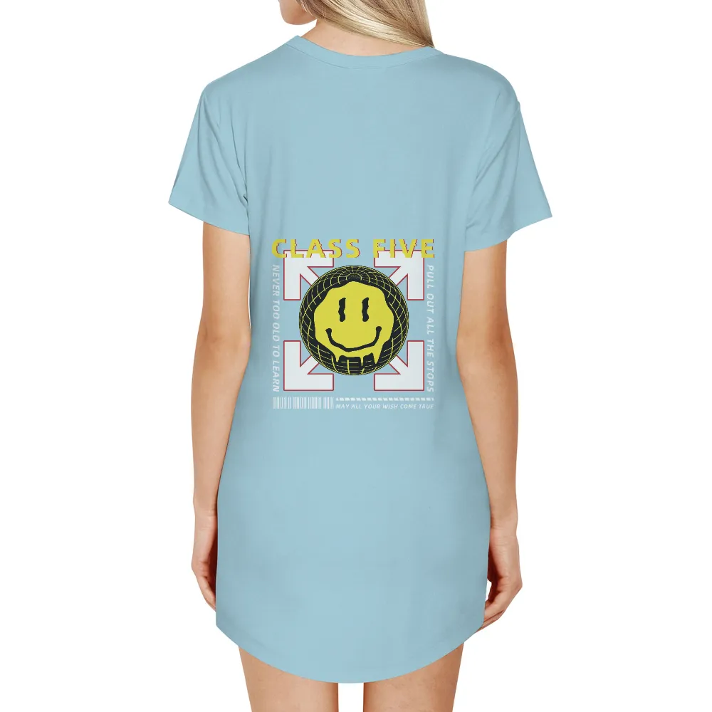 TShirt Printing: Never Too Old To Learn Smiley Globe Design|okx cyberpunk t shirt