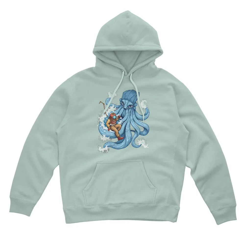 T-Shirts Pattern: Deep-Sea Diver vs Colossal Blue Octopus| vintage diving helmet