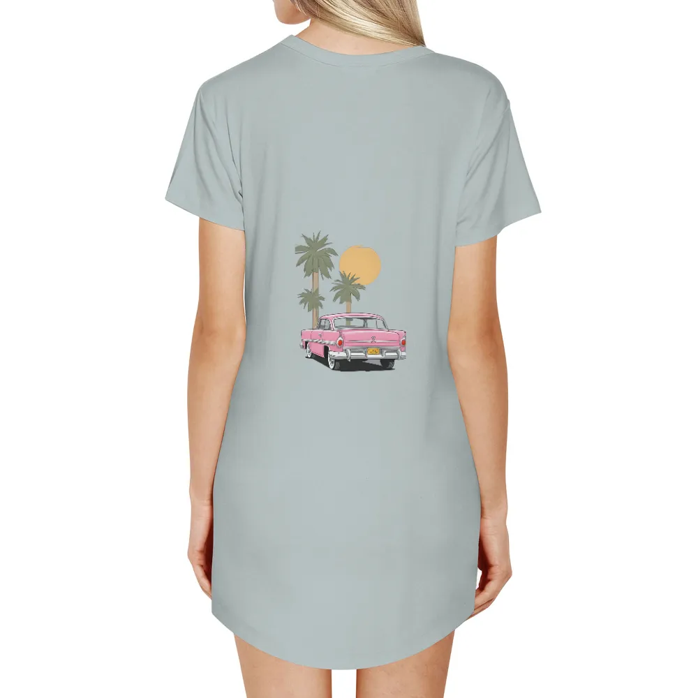 Tee Shirts Printed: Vintage Car Under Palm Trees|womens hang ten sun shirt