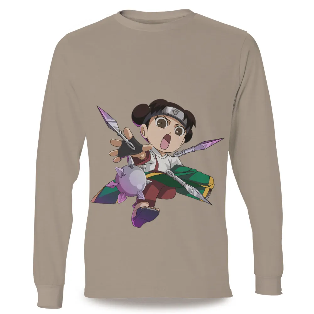 T-Shirts Design: Tenten's Dynamic Pose - Anime Character Inspired|baryon mode naruto shirt