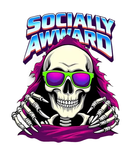 Tee Shirts Printed: Socially Awkward Skeleton in Retro Sunglasses