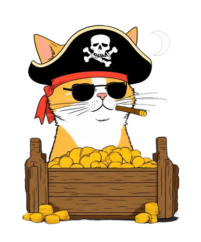 Tee Shirt Printing: Captain Whiskers - Pirate Cat Adventure