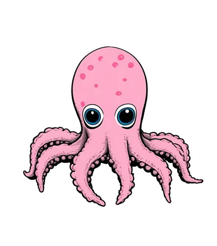 Charming Pink Octopus Graphic - Whimsical Retro Design