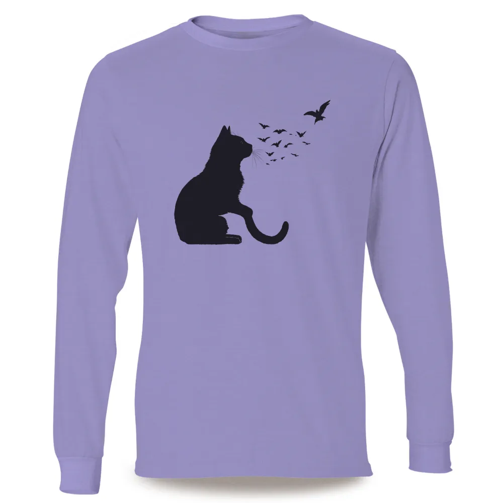 T-Shirts Custom: Black Cat and Bats - Harmony in the Night|bud light seltzer tie dye hoodie