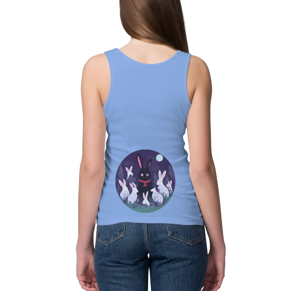 Shirts Graphic Tees: Luna and Her Rabbits in a Magical Forest|sun and moon t shirt kellogg's