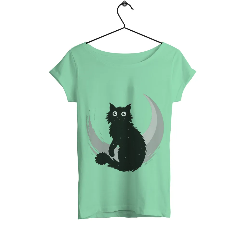 Custom Tee Shirts: Black Cat and Crescent Moon Silhouette|splatoon harmony shirt