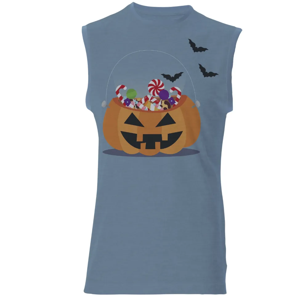 TShirt Printing: Halloween Pumpkin Bucket Filled with Candies|black shirt bleach tie dye halloween