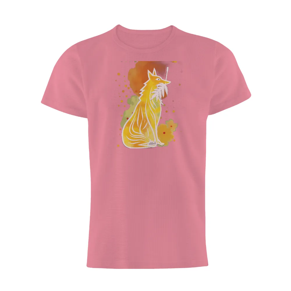 Customized Tee Shirts: Enigmatic Fox in Nature's Palette| Three-dimensional feel