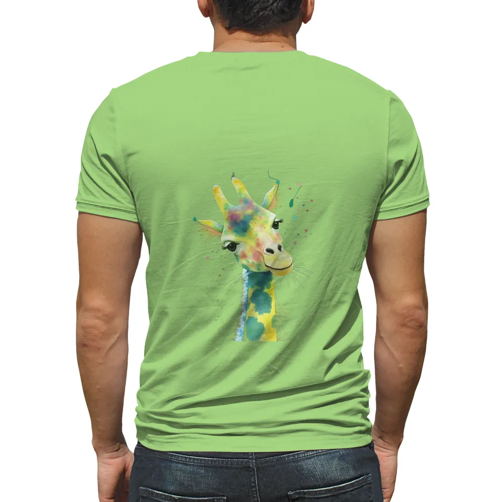 T-Shirts Design: Gigi the Dreaming Giraffe in Watercolor Splashes|roblox t shirt smile