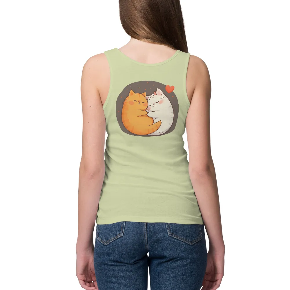 TShirt Design: Cats Embracing Love and Companionship|White cat with pink bow