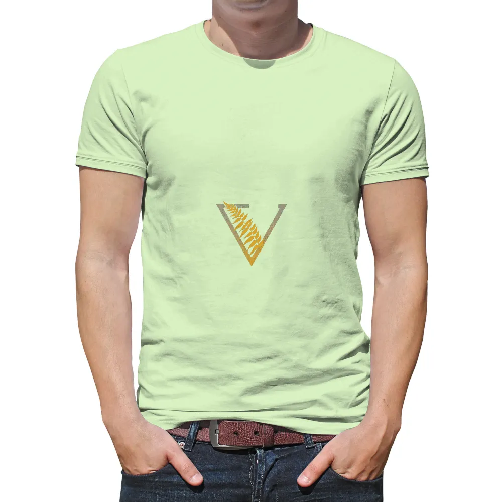 Custom Tee Shirts: Golden Fern Victory - Artistic Design|work life balance t shirt