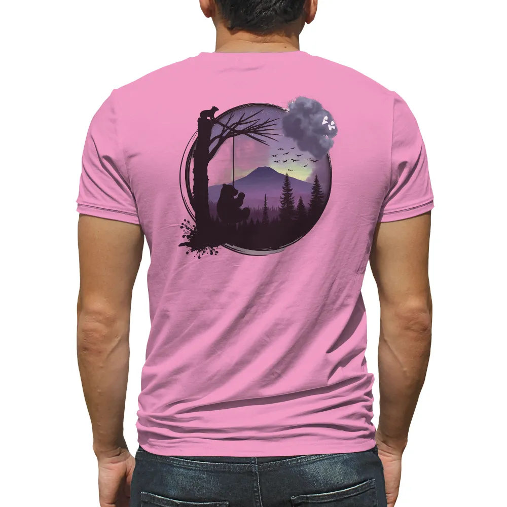 Custom Tee Shirts: Bear Gazing at the Northern Lights| mountain range