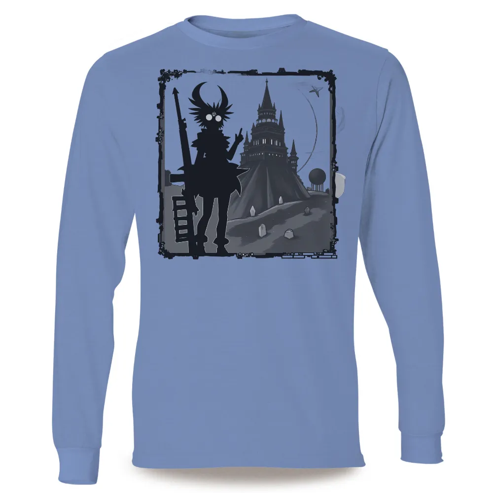 Tee Shirt Printing: The Guardian of the Forgotten Tower|Mysterious creature with glowing eyes