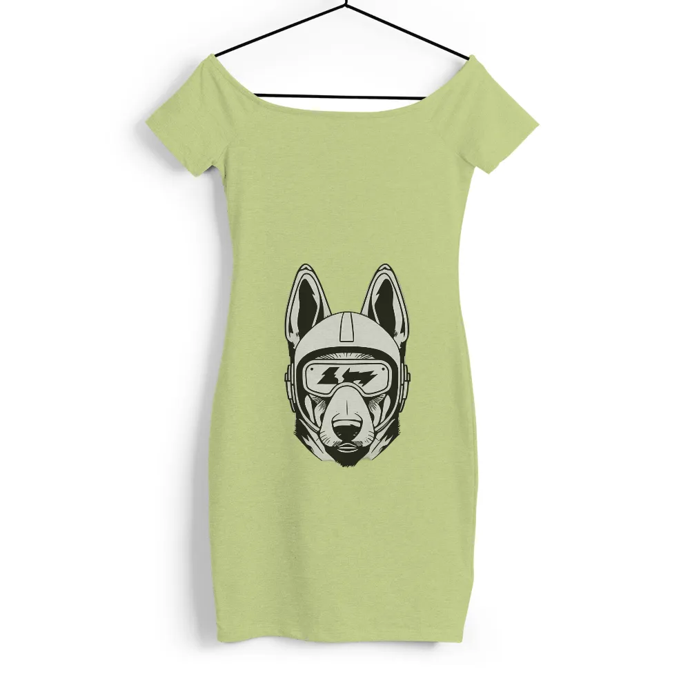 T-Shirt Printing: Cyberpunk Guardian - German Shepherd in Futuristic Gear| Lightning bolt goggles on a dog