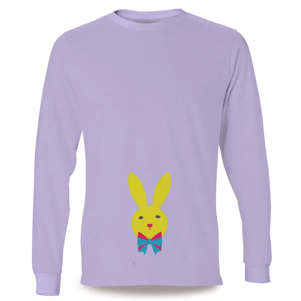 Retro Design: Yellow Bunny with Blue Bow Tie - Vintage-Inspired Charm