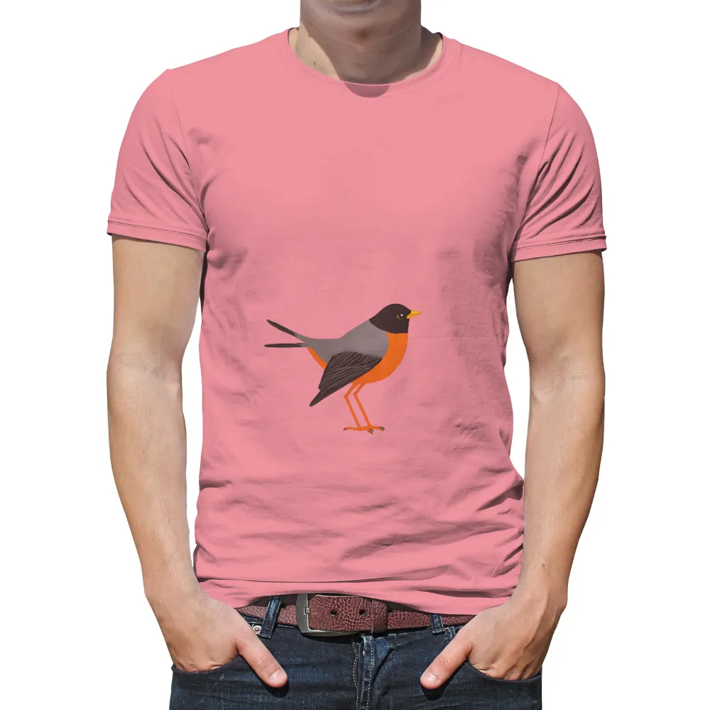 Custom Tee Shirts: Vibrant Robin Symbolizing Hope and Renewal|spring dress shirts men