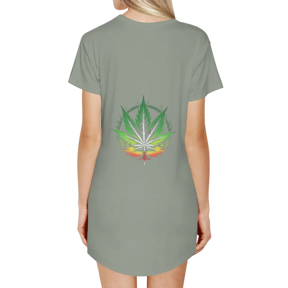 Custom T-Shirt Printing: Vibrant Cannabis Leaf Design|miami heat gradient jersey