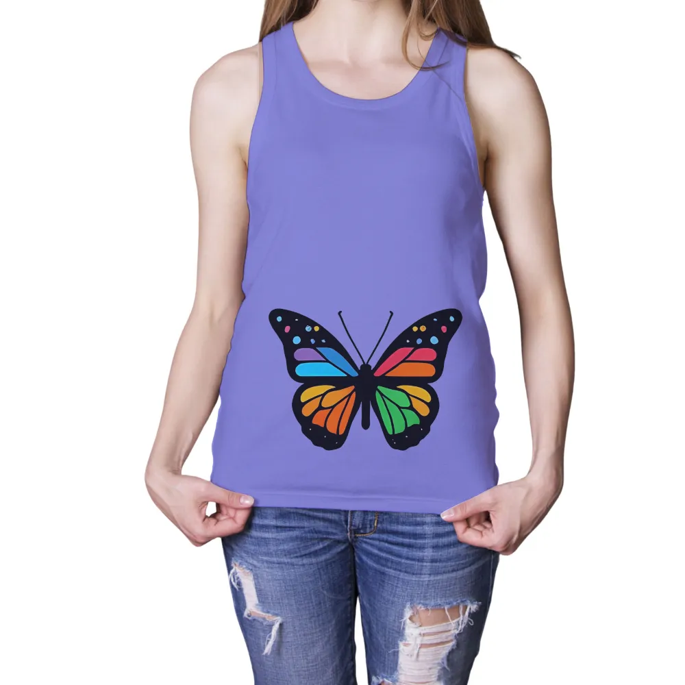 TShirt Design: Aurora's Rainbow Wings - Artistic Butterfly|human beings colors may vary shirt