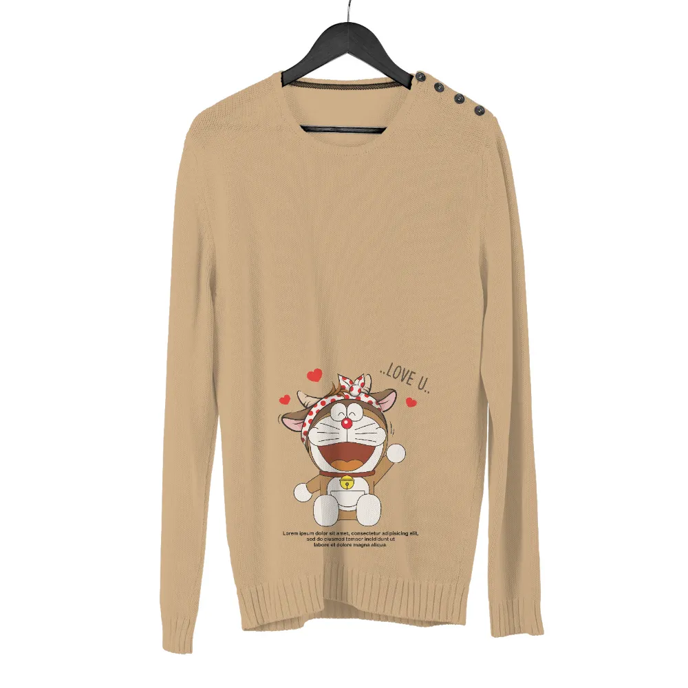 Customized Tee Shirts: Express Your Love with Doraemon's Heartfelt Design|love today t shirt