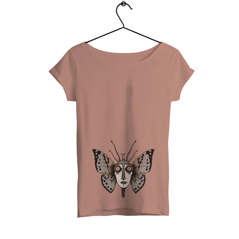 Graphic Tees: Butterfly Wings with a Mysterious Face|butterfly print hanky hem tee