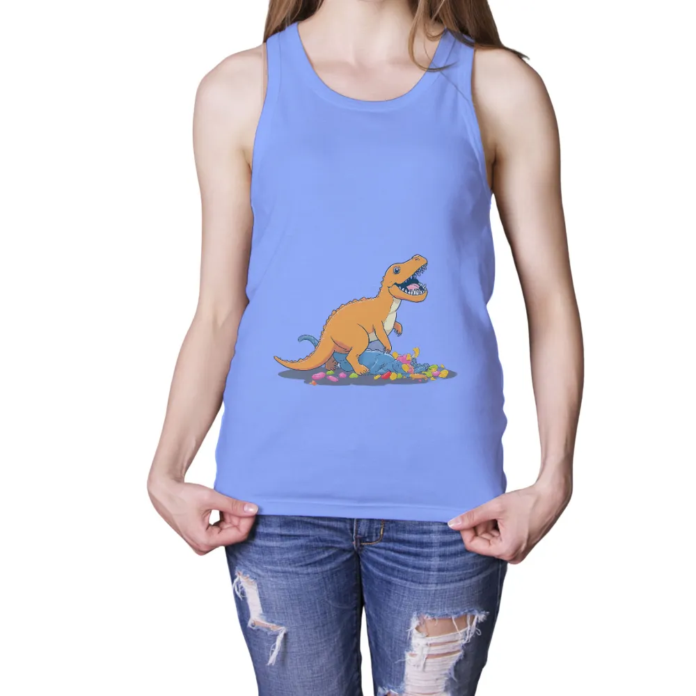 Graphic Tees: Rexy's Candy Treasure - Funny & Quirky Designs|valentines day dinosaur shirt