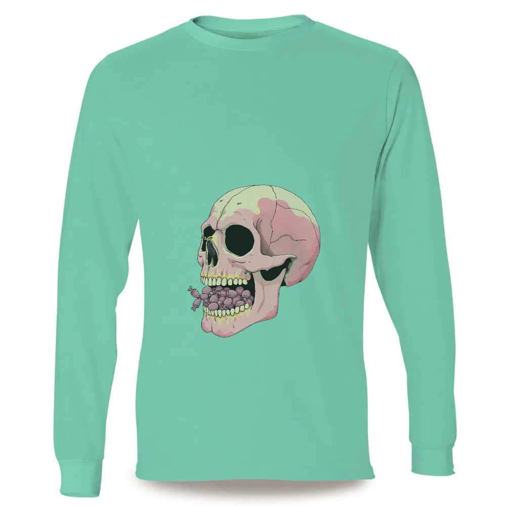 Customized Tee Shirts: Whimsical Skull with Candy - Artistic Design|roblox cute pink t shirt