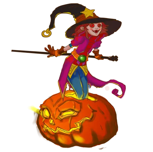 Graphic Tees: Enchanted Witch on a Glowing Pumpkin