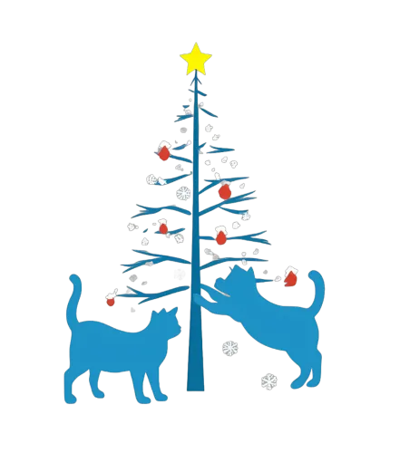 T-Shirts Design: Whimsical Cats Decorating a Festive Christmas Tree