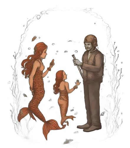 Custom T-Shirt Printing: Mermaids and the Diver - Artistic Fantasy Design