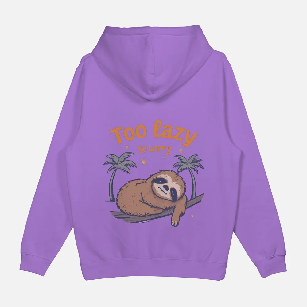 Embrace Relaxation with 'Too Lazy to Worry' Sloth Design|fun squad t shirt youtube