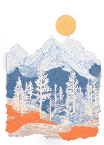 TShirt Design: Majestic Mountains and Serene Forest