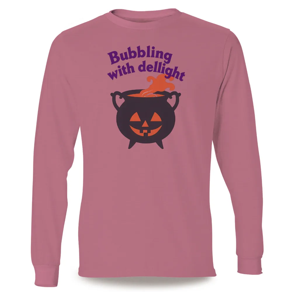 T-Shirts Pattern: Bubbling with Delight - Halloween Cauldron Design| Orange smoke rising from a cauldron