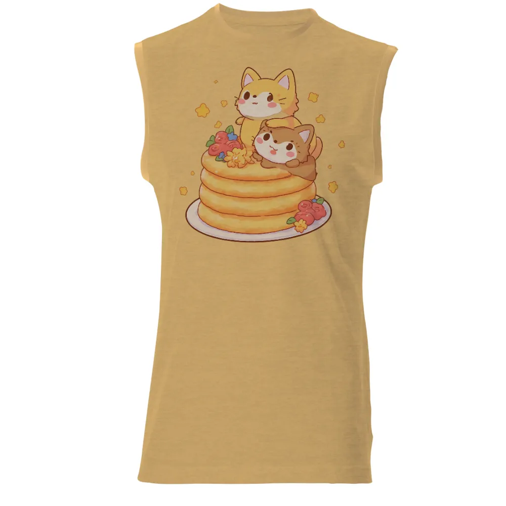 TShirt Design: Foxes and Pancakes - Heartwarming Moments| Cute foxes on pancake stack