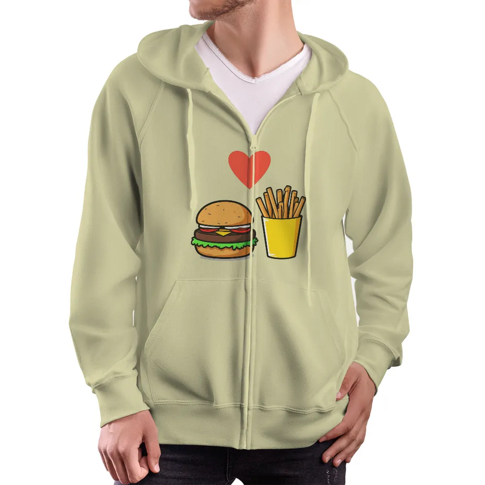 Customized Tee Shirts: Burger Love Fries - Fast Food Romance|mlb logo shirt with heart