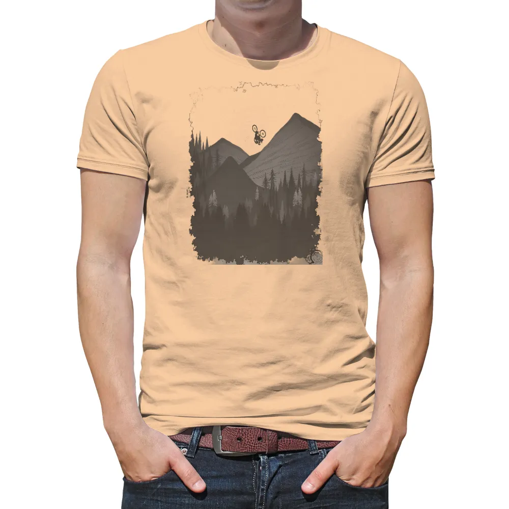 Custom Tee Shirts: Mountain Biking Adventure | Extreme Sports Tees| dense forests