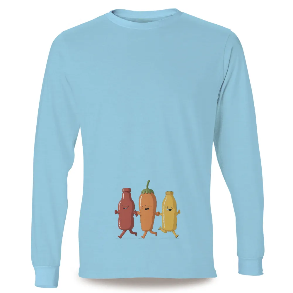 T-Shirts Custom: Ketchup, Chili Pepper, and Mustard Friends| chili pepper cartoon character