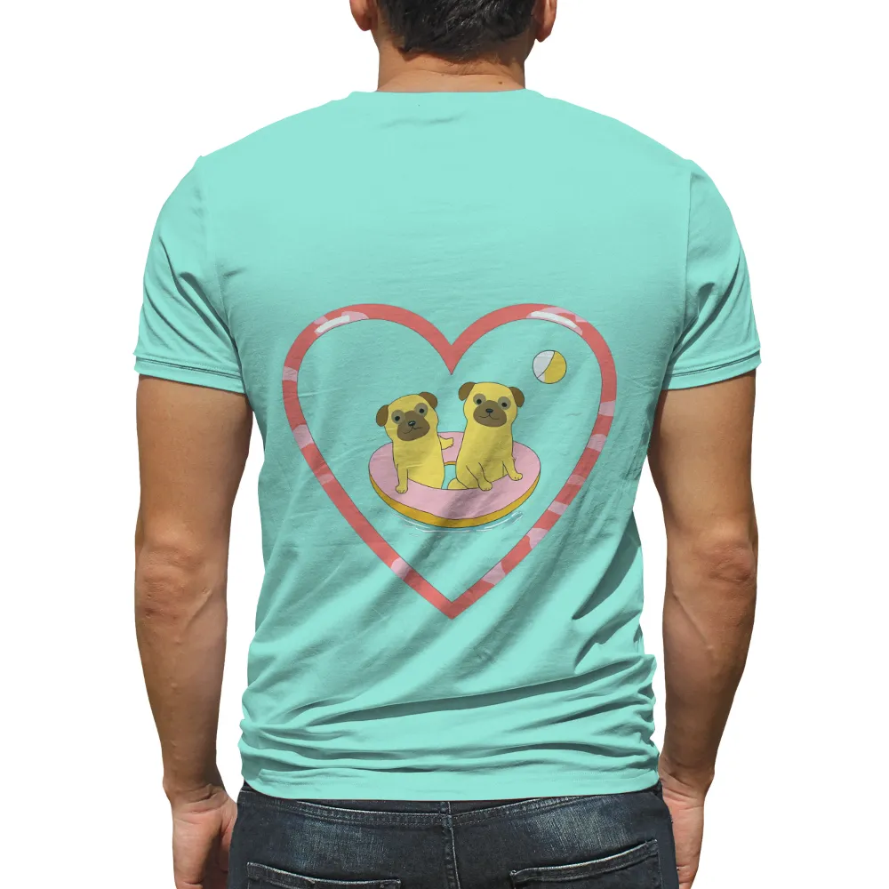 T-Shirts Pattern: Pug Friends in a Heart Frame|mens summer shirts button down