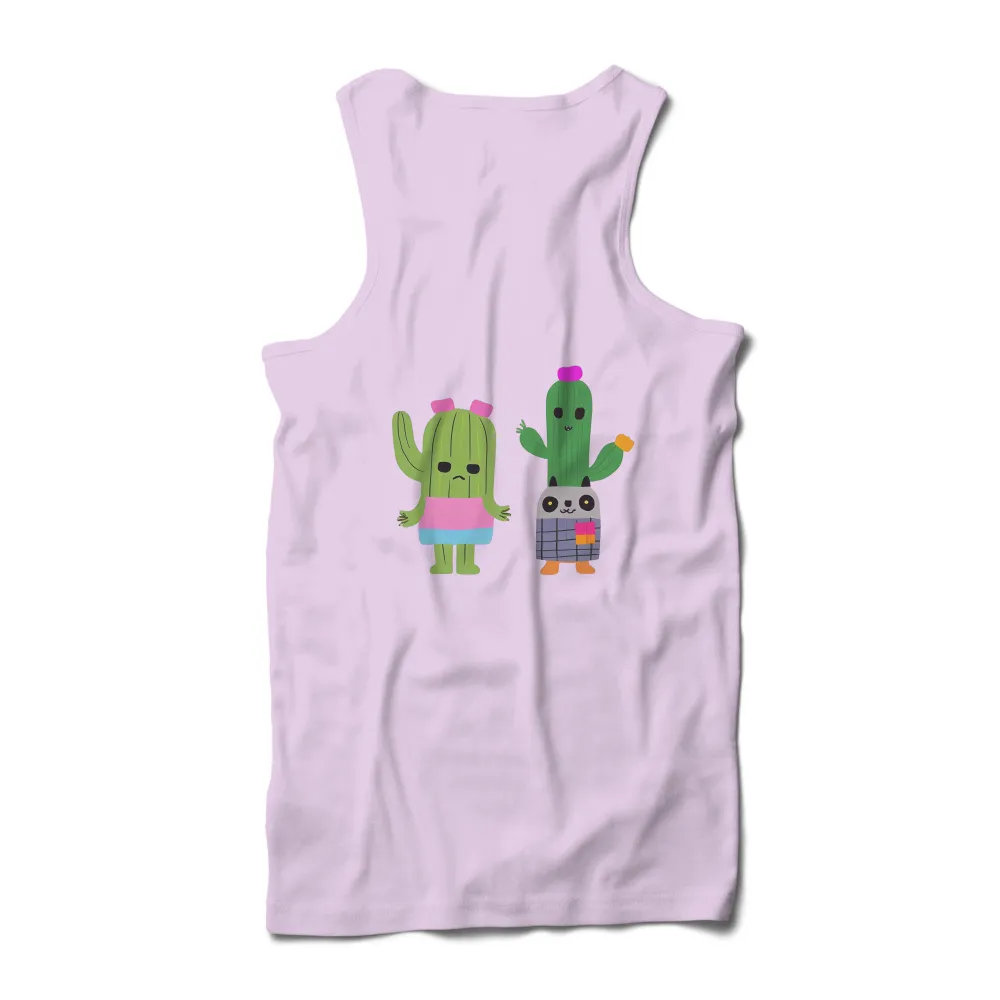 Tee Shirts Printed: Grumpy Cactus and Cheerful Friend|organic cotton plaid camp shirts