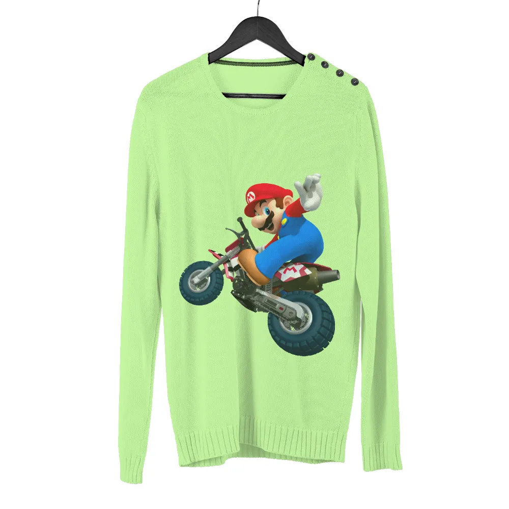 T-Shirts Design: Mario's Adventurous Spirit on a Dirt Bike|cena super mario shirt