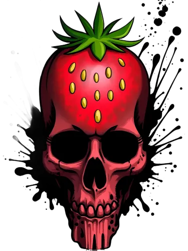 Graphic Tees: Strawberry Skull Art | Surreal & Whimsical Design