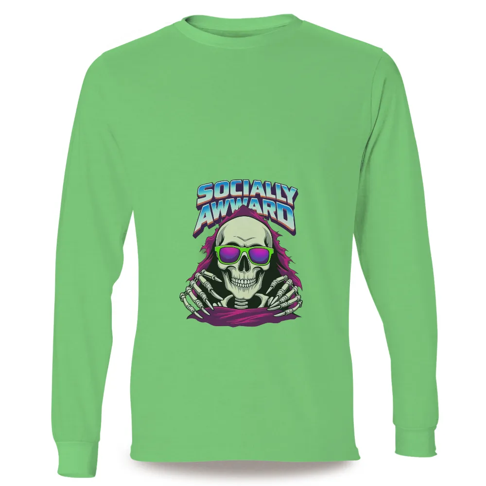 Tee Shirts Printed: Socially Awkward Skeleton in Retro Sunglasses|90s vintage tshirts