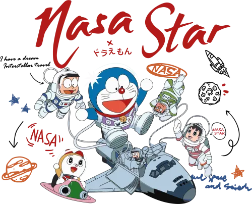 T-Shirt Printing: NASA Star Adventure with Doraemon and Friends