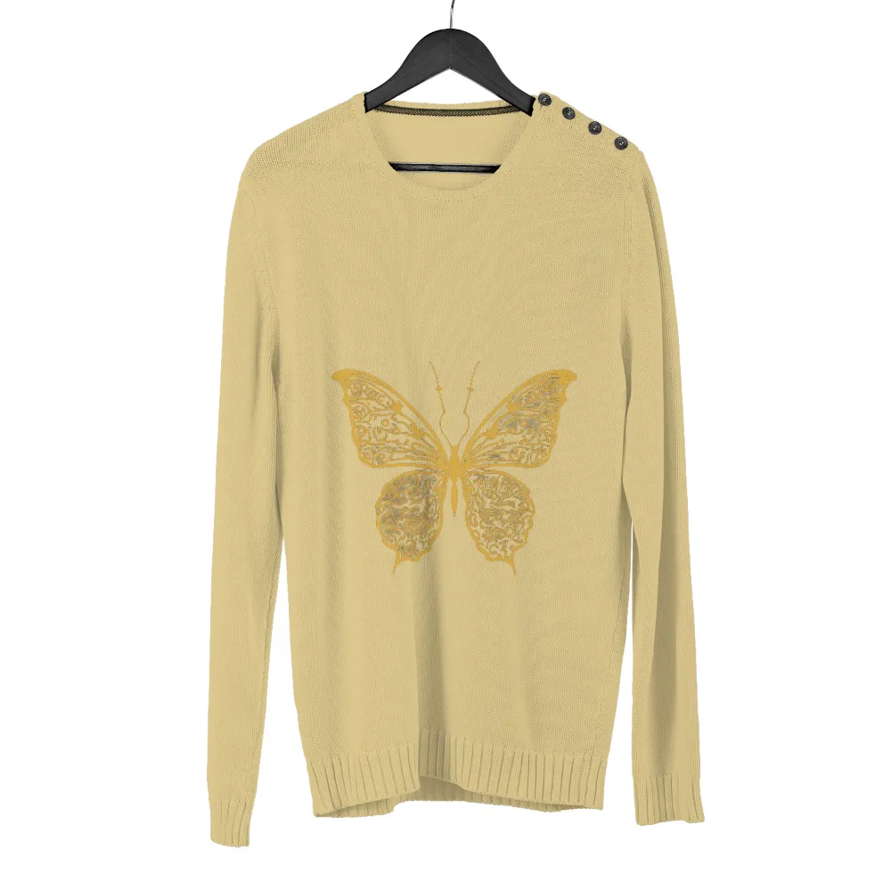 Tee Shirts Printed: Golden Butterfly - Artistic Transformation|t shirt 2022 design