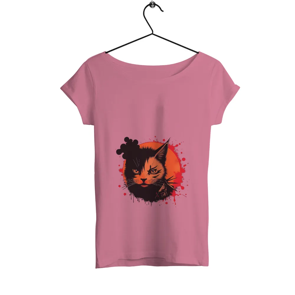 TShirt Printing: Fierce Cat Anime Art | Bold & Unique Design| Intense and determined expression