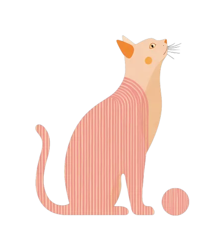 Graphic Tees: Elegant Cat with Pink Stripes - Artistic Design