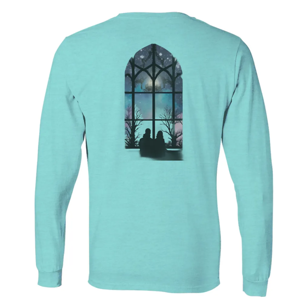 TShirt Design: Enchanted Night Sky with Gothic Window| magical night sky